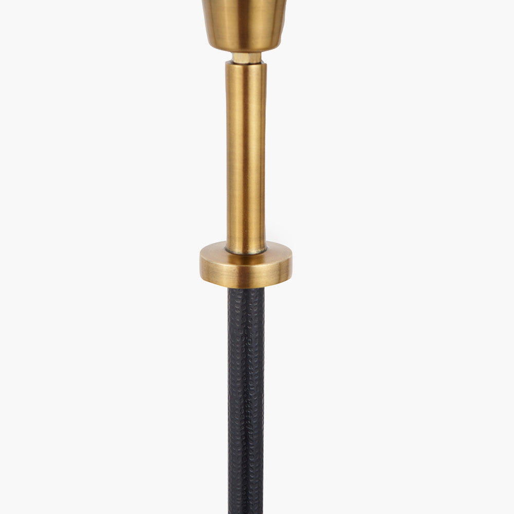 Antoine Black Croc and Antique Brass Metal Floor Lamp