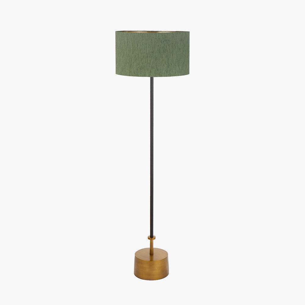 Antoine Black Croc and Antique Brass Metal Floor Lamp