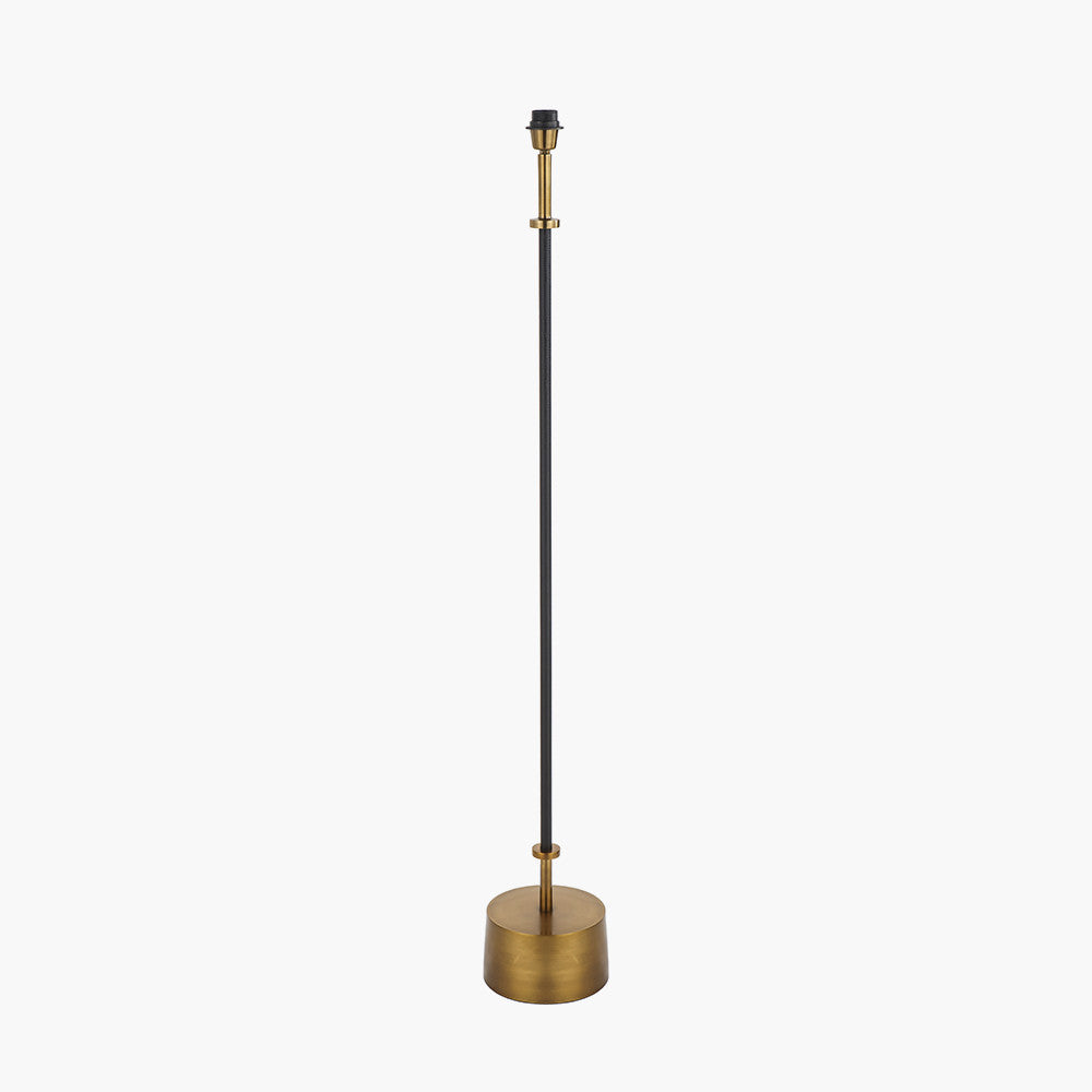 Antoine Black Croc and Antique Brass Metal Floor Lamp