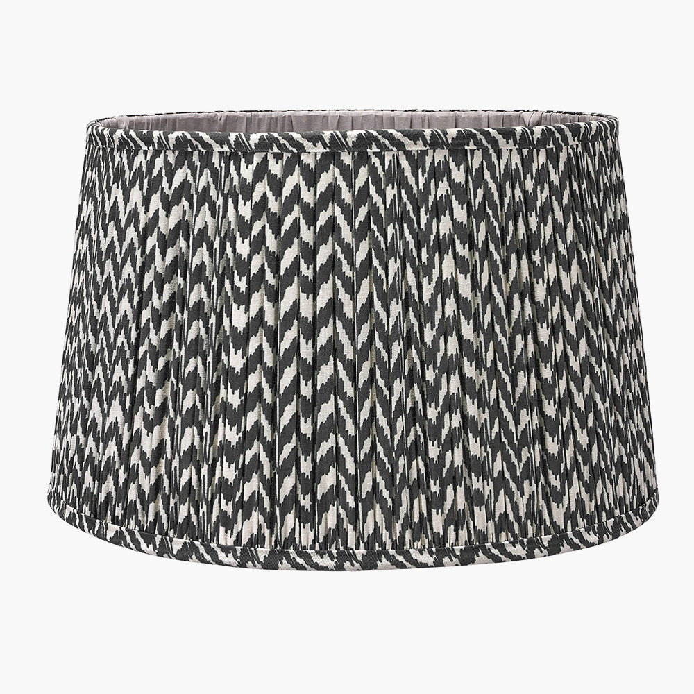 Marin Black Wood Tall Neck Floor Lamp Base with Vienna 45cm Black Chevron Mushroom Pleat Lampshade