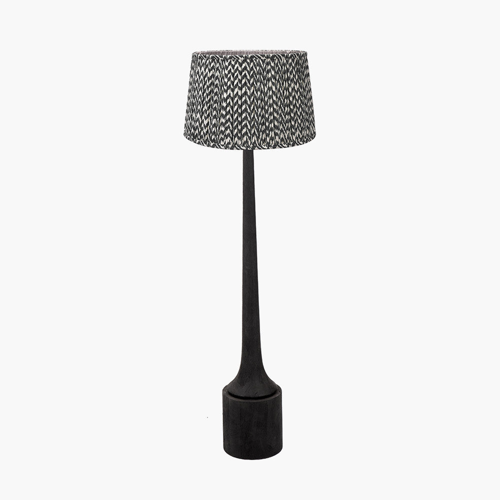 Marin Black Wood Tall Neck Floor Lamp Base with Vienna 45cm Black Chevron Mushroom Pleat Lampshade