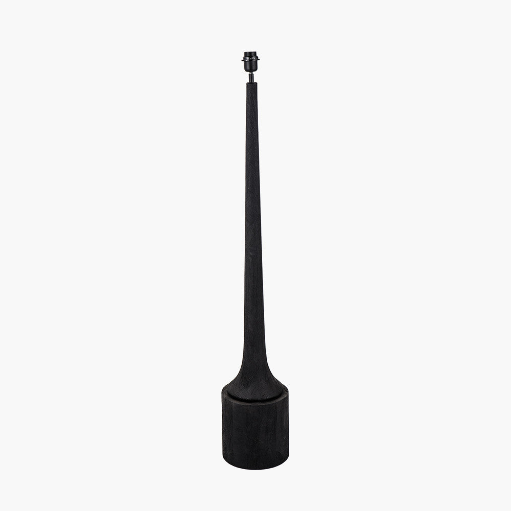Marin Black Wood Tall Neck Floor Lamp Base with Vienna 45cm Forest Green Chevron Mushroom Pleat Lampshade