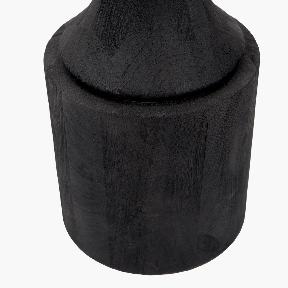 Marin Black Wood Tall Neck Floor Lamp Base with Vienna 45cm Forest Green Chevron Mushroom Pleat Lampshade