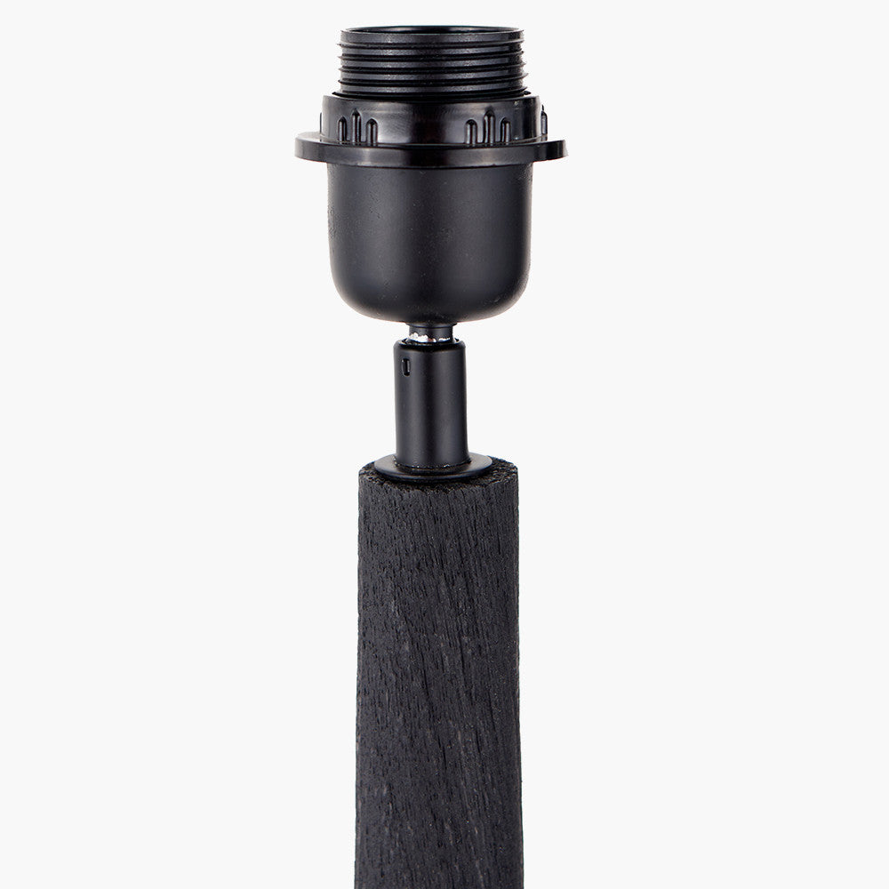 Marin Black Wood Tall Neck Floor Lamp Base with Lino 45cm White Self Lined Linen Cylinder Lampshade