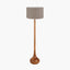 Toma Oiled Wood Tall Neck Floor Lamp Base with Edward 45cm Natural Linen Cylinder Lampshade