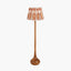Toma Oiled Wood Tall Neck Floor Lamp Base with Izara 45cm Cinnamon Ikat Patterned Mushroom Pleat Tapered Lampshade