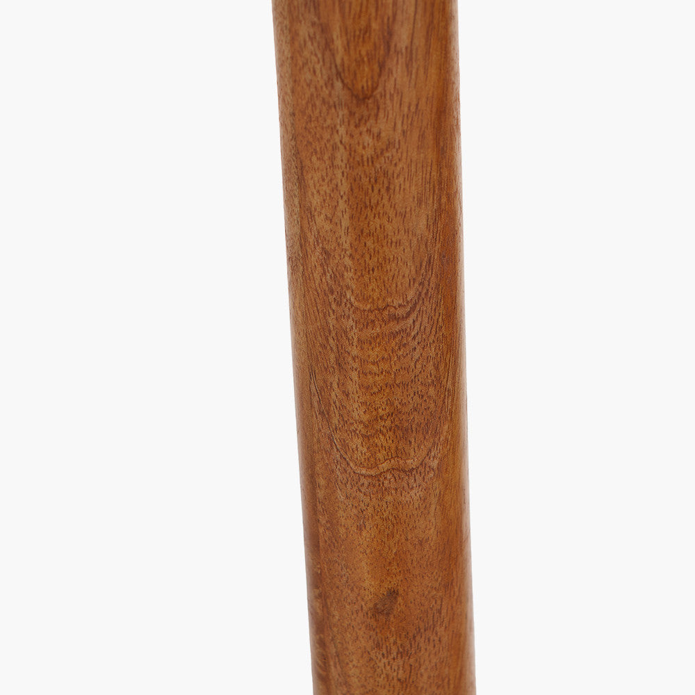 Toma Oiled Wood Tall Neck Floor Lamp Base with Izara 45cm Lilac Ikat Patterned Mushroom Pleat Tapered Lampshade