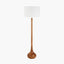 Toma Oiled Wood Tall Neck Floor Lamp Base with Lino 45cm White Self Lined Linen Cylinder Lampshade