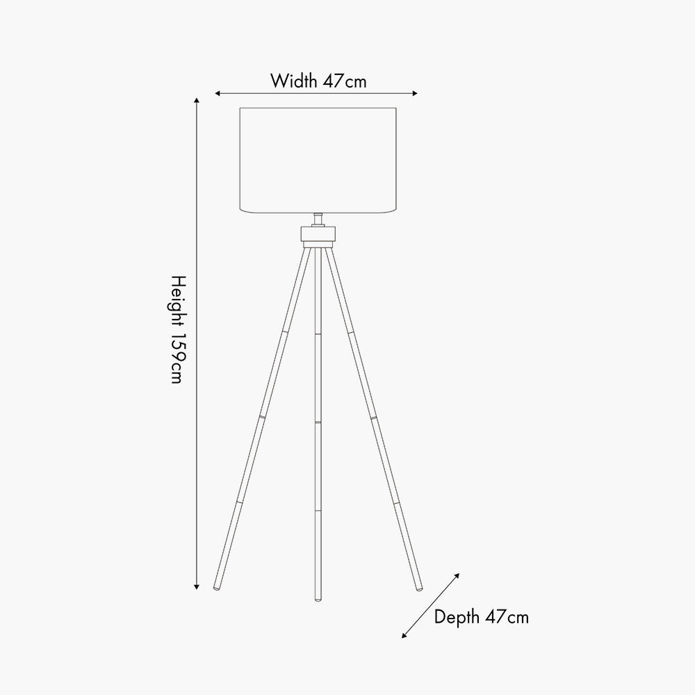 Houston Brushed Brass Metal Tripod Floor Lamp