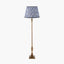 Canterbury Antique Brass Metal Floor Lamp Base with Kamilah 45cm Blue Chevron Patterned Mushroom Pleat Tapered Lamp Shade