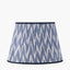 Canterbury Antique Brass Metal Floor Lamp Base with Kamilah 45cm Blue Chevron Patterned Mushroom Pleat Tapered Lamp Shade
