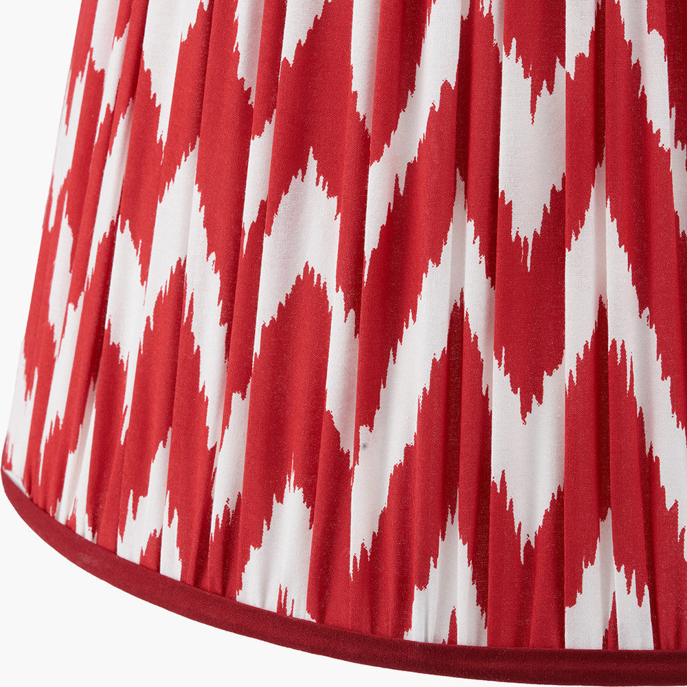 Canterbury Antique Brass Metal Floor Lamp Base with Kamilah 45cm Red Chevron Patterned Mushroom Pleat Tapered Lamp Shade