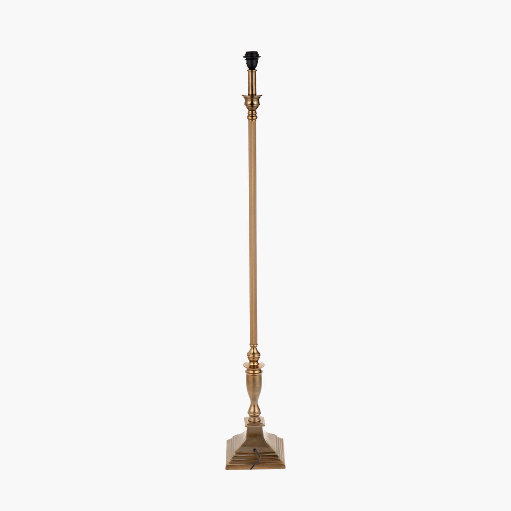 Canterbury Antique Brass Metal Floor Lamp Base with Athira 45cm Multi Chevron Design Mushroom Pleat Tapered Lamp Shade