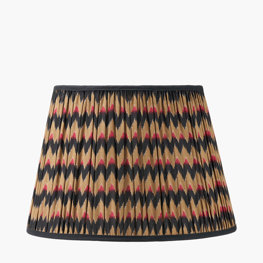 Canterbury Antique Brass Metal Floor Lamp Base with Athira 45cm Multi Chevron Design Mushroom Pleat Tapered Lamp Shade