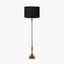 Canterbury Antique Brass Metal Floor Lamp Base with Lino 45cm Black Self Lined Linen Cylinder Lampshade