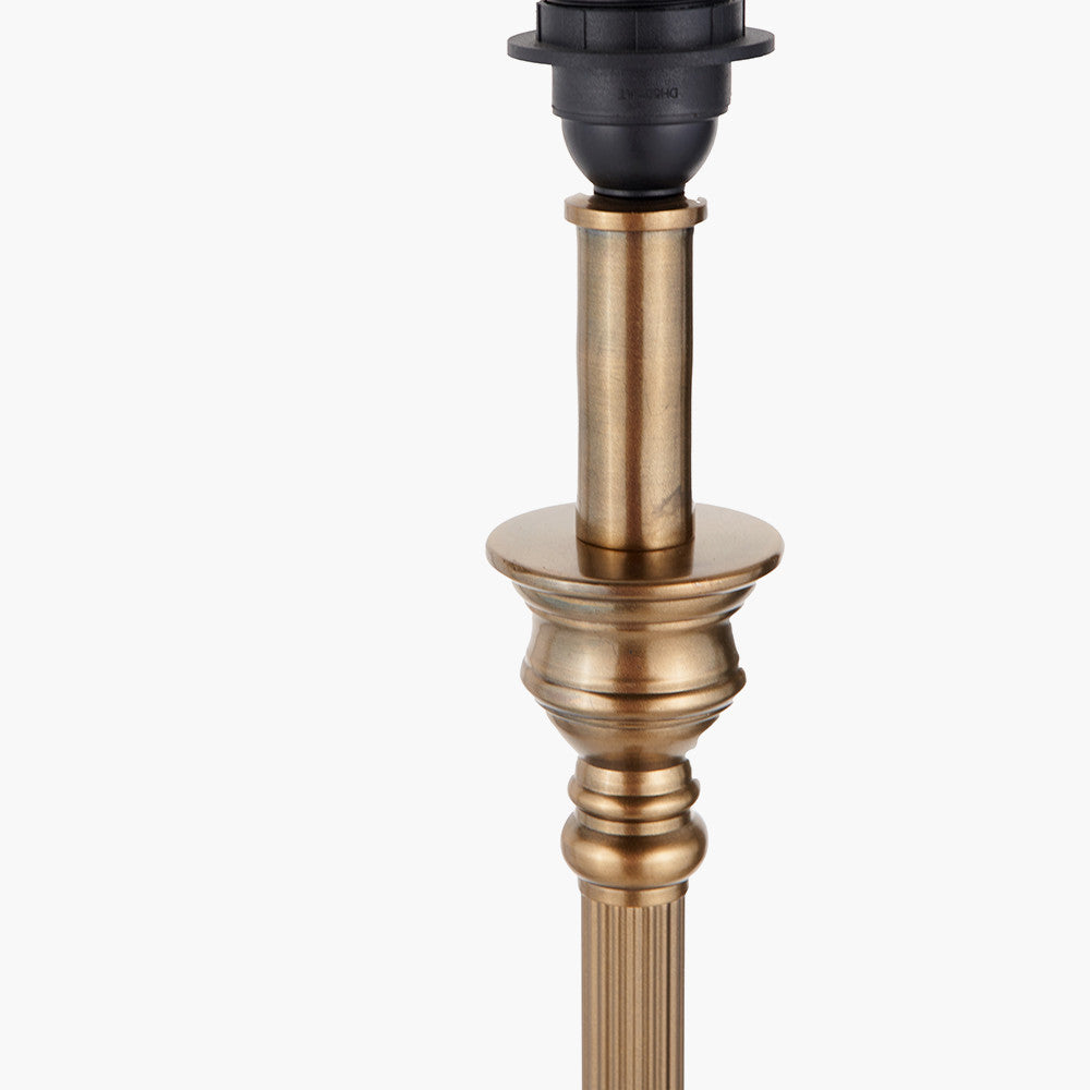 Canterbury Antique Brass Metal Floor Lamp Base with Lino 45cm Cream Self Lined Linen Cylinder Lampshade