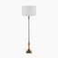 Canterbury Antique Brass Metal Floor Lamp Base with Lino 45cm Cream Self Lined Linen Cylinder Lampshade