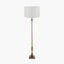 Canterbury Antique Brass Metal Floor Lamp Base with Lino 45cm White Self Lined Linen Cylinder Lampshade