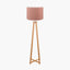 Whitby Natural Wood Tapered 4 Post Floor Lamp Base with Edward 45cm Apricot Linen Cylinder Lampshade