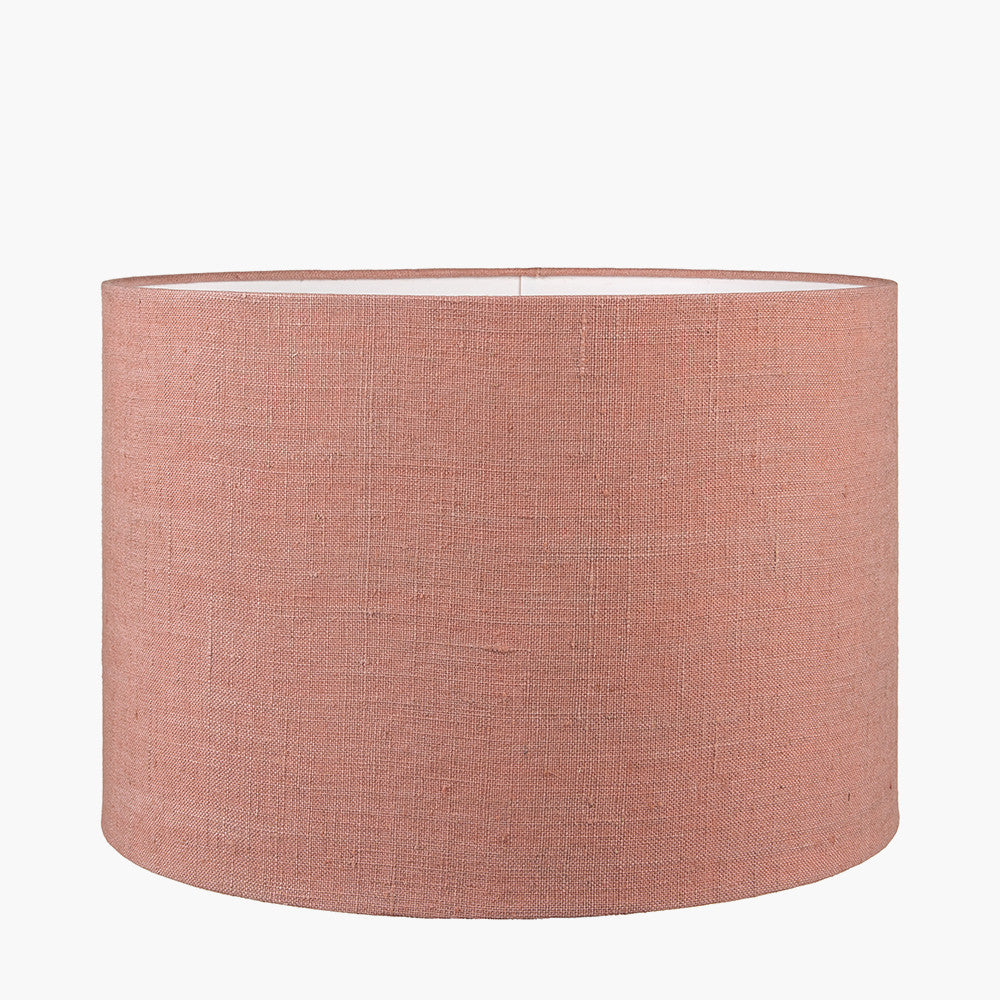 Whitby Natural Wood Tapered 4 Post Floor Lamp Base with Edward 45cm Apricot Linen Cylinder Lampshade