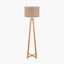 Whitby Natural Wood Tapered 4 Post Floor Lamp Base with Edward 45cm Natural Linen Cylinder Lampshade