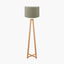 Whitby Natural Wood Tapered 4 Post Floor Lamp Base with Edward 45cm Pistachio Green Linen Cylinder Lampshade