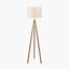 Vali Gold Metal and Brown Wood Grain Tripod Floor Lamp