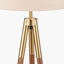Vali Gold Metal and Brown Wood Grain Tripod Floor Lamp