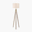 Vali Gold Metal and Brown Wood Grain Tripod Floor Lamp