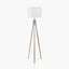 Vali Silver Metal and Grey Wood Grain Tripod Floor Lamp