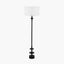 Emilio Matt Black Candlestick Floor Lamp Base with Henry 45cm White Handloom Cylinder Lampshade