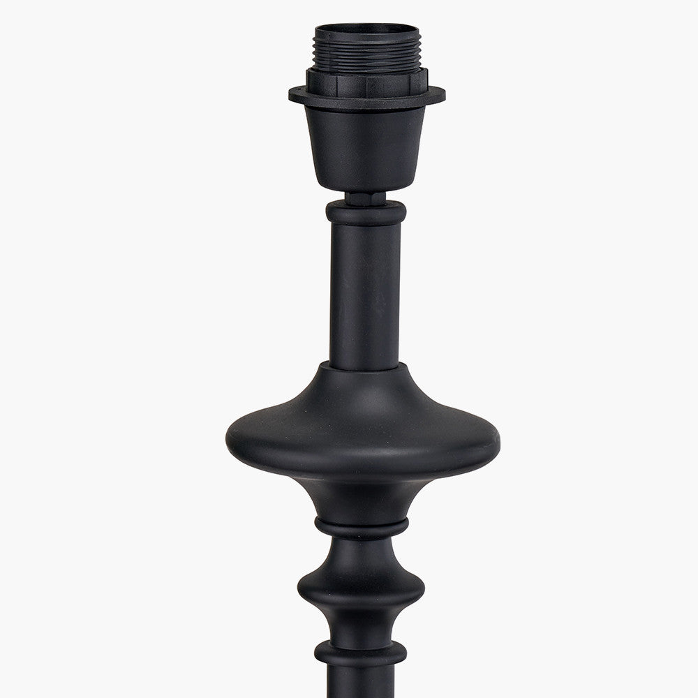 Emilio Matt Black Candlestick Floor Lamp Base with Izara 45cm Cinnamon Ikat Patterned Mushroom Pleat Tapered Lampshade