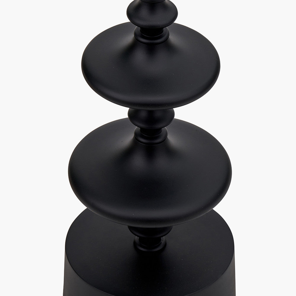 Emilio Matt Black Candlestick Floor Lamp Base with Izara 45cm Cinnamon Ikat Patterned Mushroom Pleat Tapered Lampshade