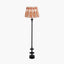 Emilio Matt Black Candlestick Floor Lamp Base with Izara 45cm Cinnamon Ikat Patterned Mushroom Pleat Tapered Lampshade