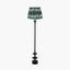 Emilio Matt Black Candlestick Floor Lamp Base with Izara 45cm Racing Green Ikat Patterned Mushroom Pleat Tapered Lampshade