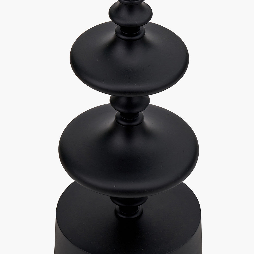 Emilio Matt Black Candlestick Floor Lamp Base with Martigues 45cm Taupe Boucle Tapered Lampshade