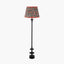 Emilio Matt Black Candlestick Floor Lamp Base with Floressa 45cm Red Floral Patterned Mushroom Pleat Tapered Lamp Shade