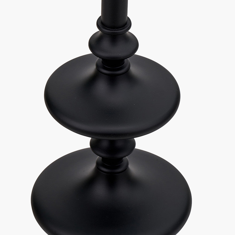 Emilio Matt Black Candlestick Floor Lamp Base with Floressa 45cm Red Floral Patterned Mushroom Pleat Tapered Lamp Shade