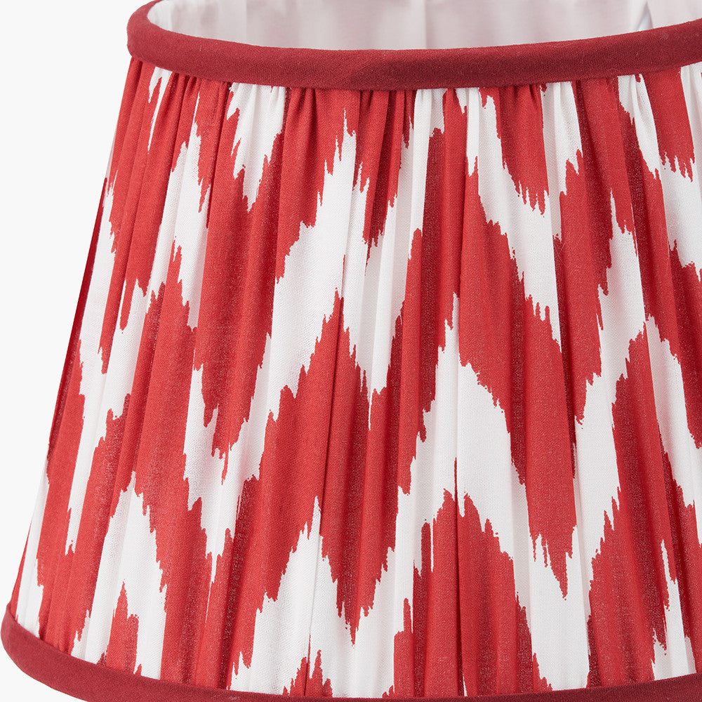 Emilio Matt Black Candlestick Floor Lamp Base with Kamilah 45cm Red Chevron Patterned Mushroom Pleat Tapered Lamp Shade