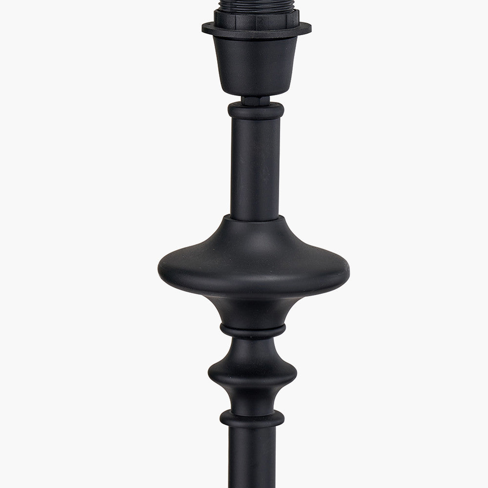 Emilio Matt Black Candlestick Floor Lamp Base with Kamilah 45cm Red Chevron Patterned Mushroom Pleat Tapered Lamp Shade