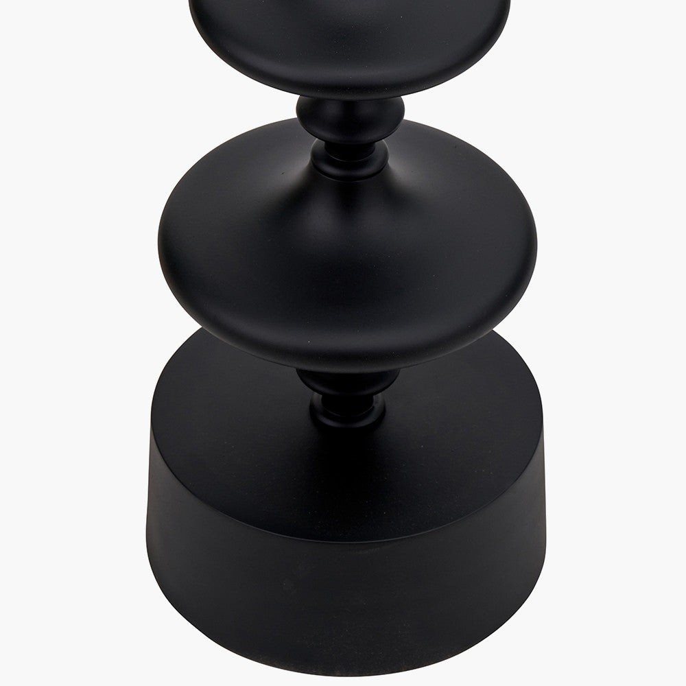 Emilio Matt Black Candlestick Floor Lamp Base with Kamilah 45cm Red Chevron Patterned Mushroom Pleat Tapered Lamp Shade