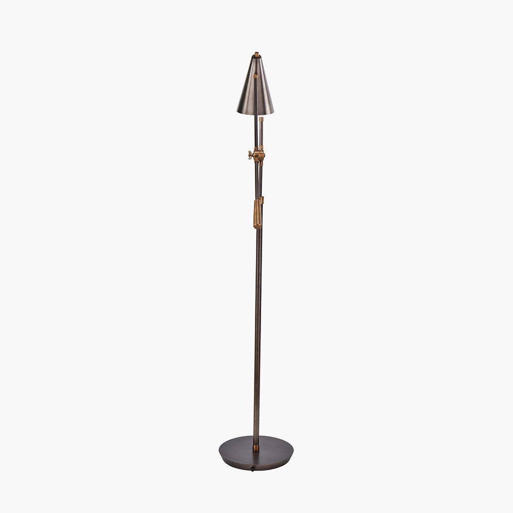 Emiliano Antique Bronze and Antique Brass Adjustable Task Floor Lamp