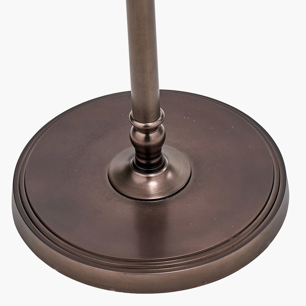 Piero Antique Bronze Metal Candlestick Floor Lamp Base with Winston 45cm White Handloom Tapered Lampshade