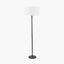 Piero Antique Bronze Metal Candlestick Floor Lamp Base with Henry 45cm White Handloom Cylinder Lampshade