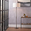 Piero Antique Bronze Metal Candlestick Floor Lamp Base with Henry 45cm White Handloom Cylinder Lampshade