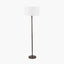 Piero Antique Bronze Metal Candlestick Floor Lamp Base with Henry 45cm White Handloom Cylinder Lampshade