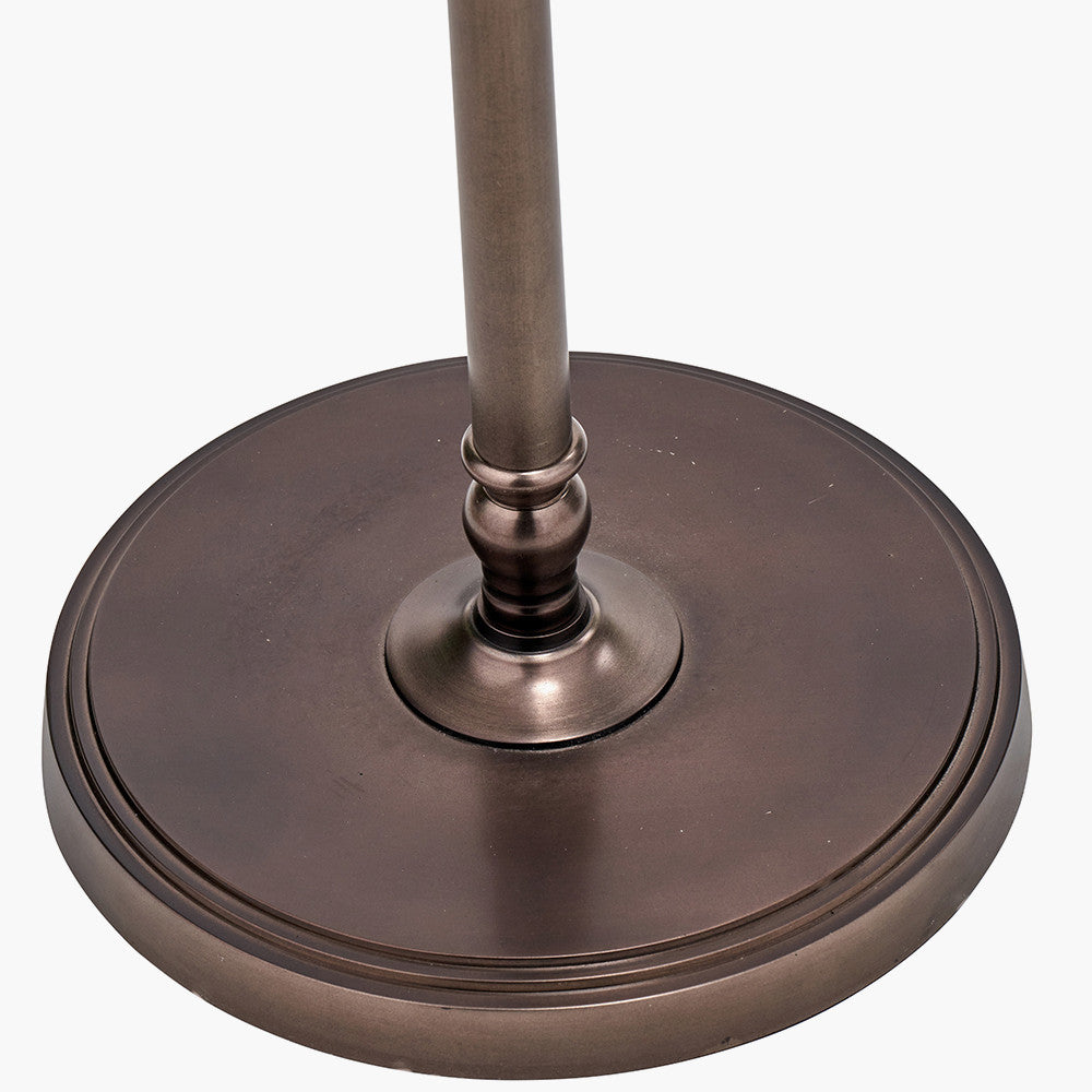 Piero Antique Bronze Metal Candlestick Floor Lamp Base with Vienna 45cm Black Chevron Mushroom Pleat Lampshade