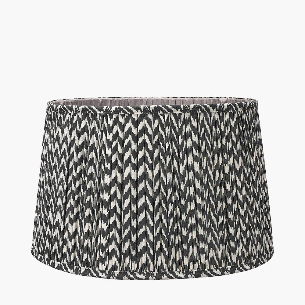 Piero Antique Bronze Metal Candlestick Floor Lamp Base with Vienna 45cm Black Chevron Mushroom Pleat Lampshade