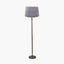 Piero Antique Bronze Metal Candlestick Floor Lamp Base with Vienna 45cm Blue Chevron Mushroom Pleat Lampshade