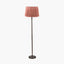 Piero Antique Bronze Metal Candlestick Floor Lamp Base with Vienna 45cm Red Chevron Mushroom Pleat Lampshade